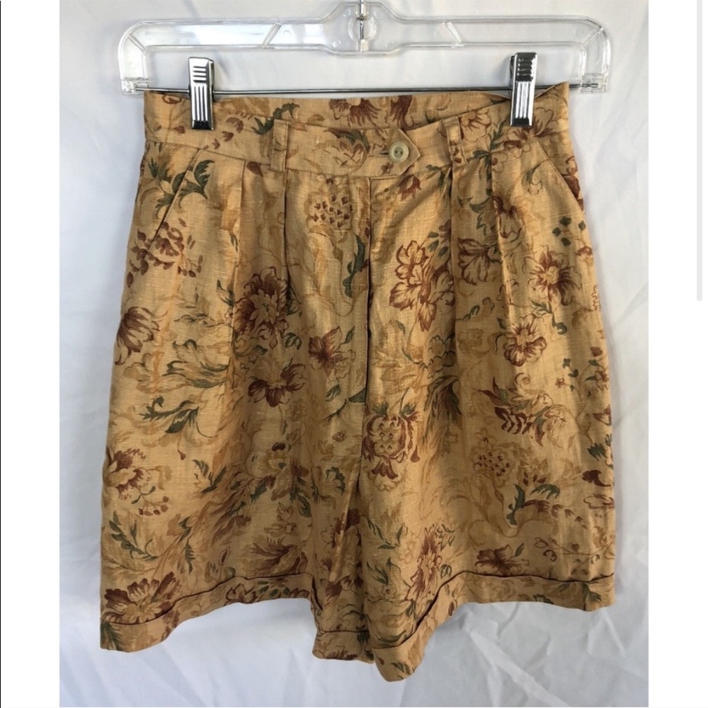 Lauren Ralph Lauren Brown Floral Linen Shorts 2P